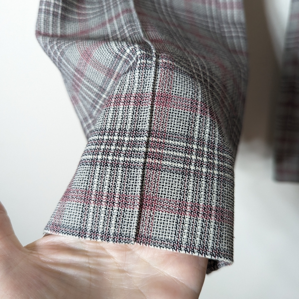 Isabel Marant Plaid Pant Gray Pink Woven Cotton Cropped Straight - Picture 4 of 11